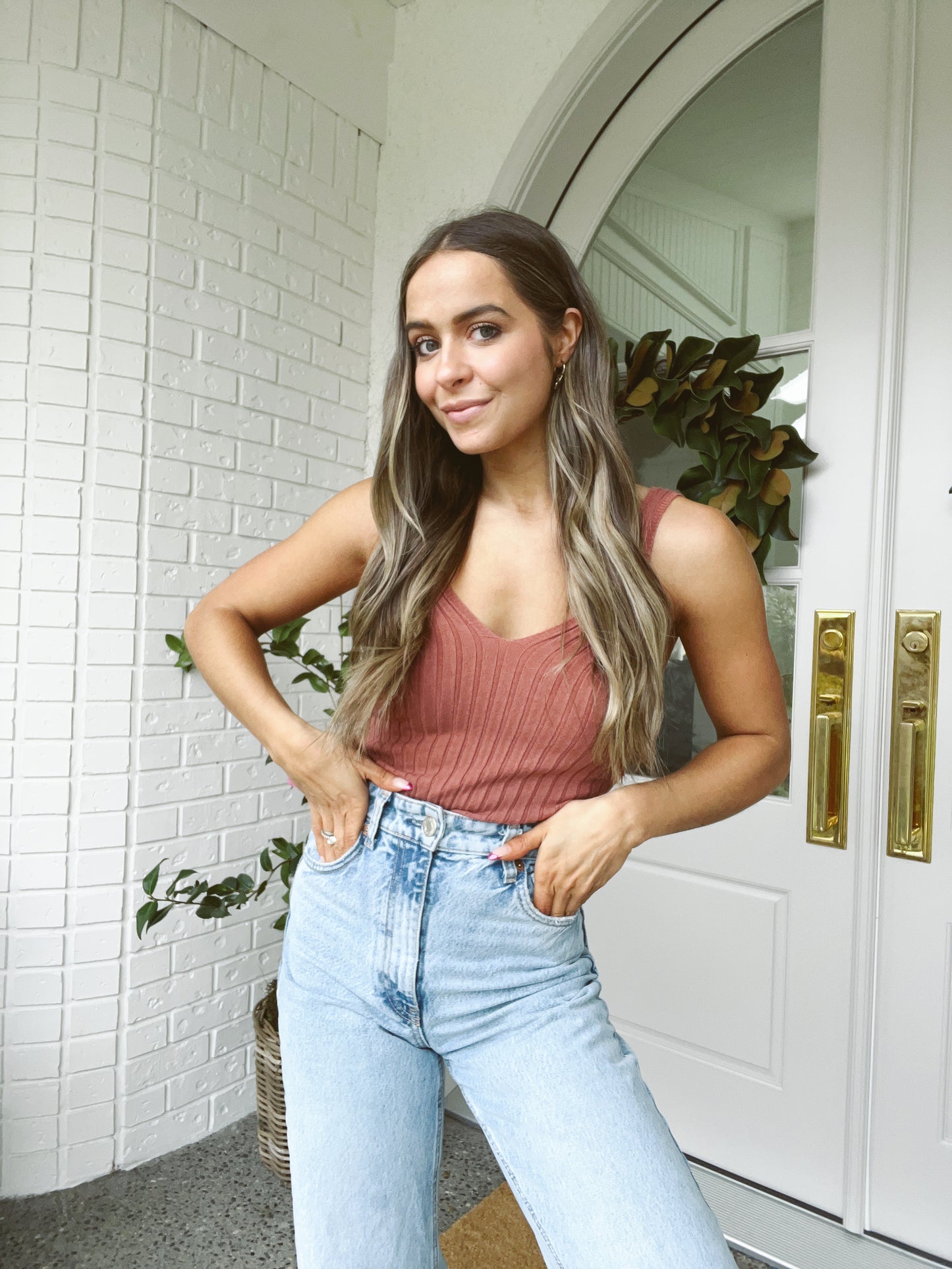 Knit Tank Top in Clay