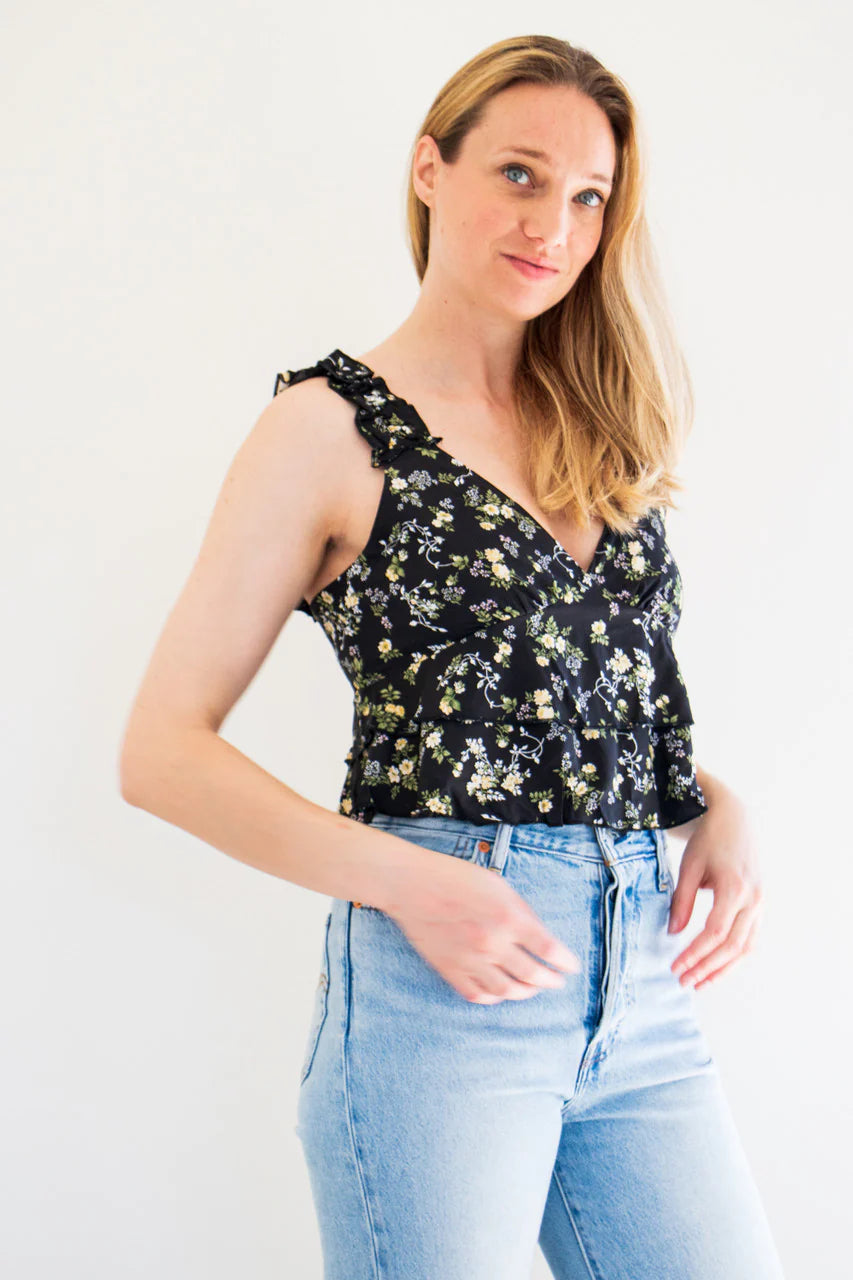Black floral top
