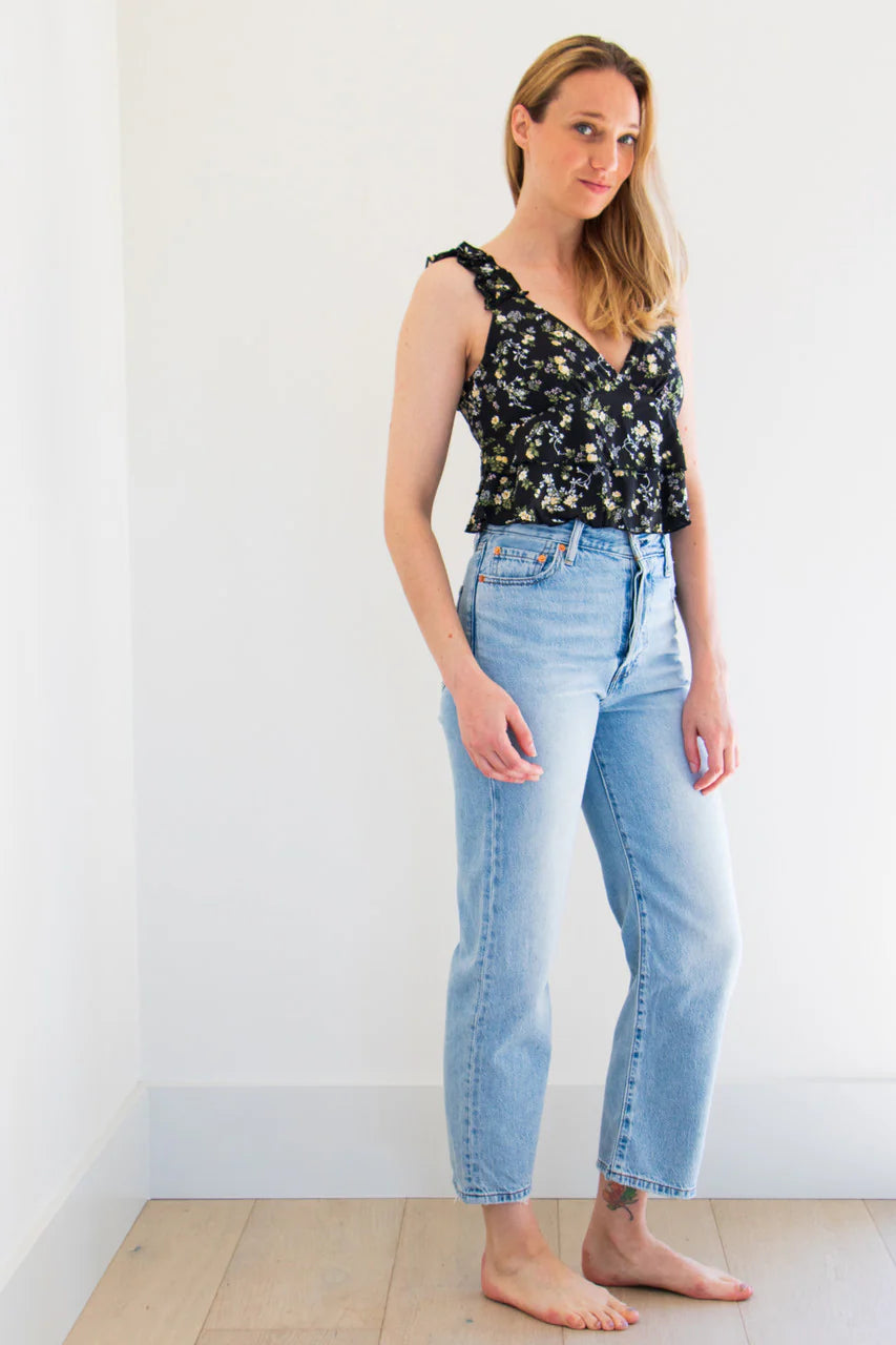 Black floral top