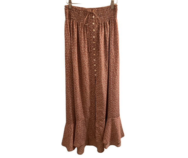 Floral Maxi Skirt - Mauve & White