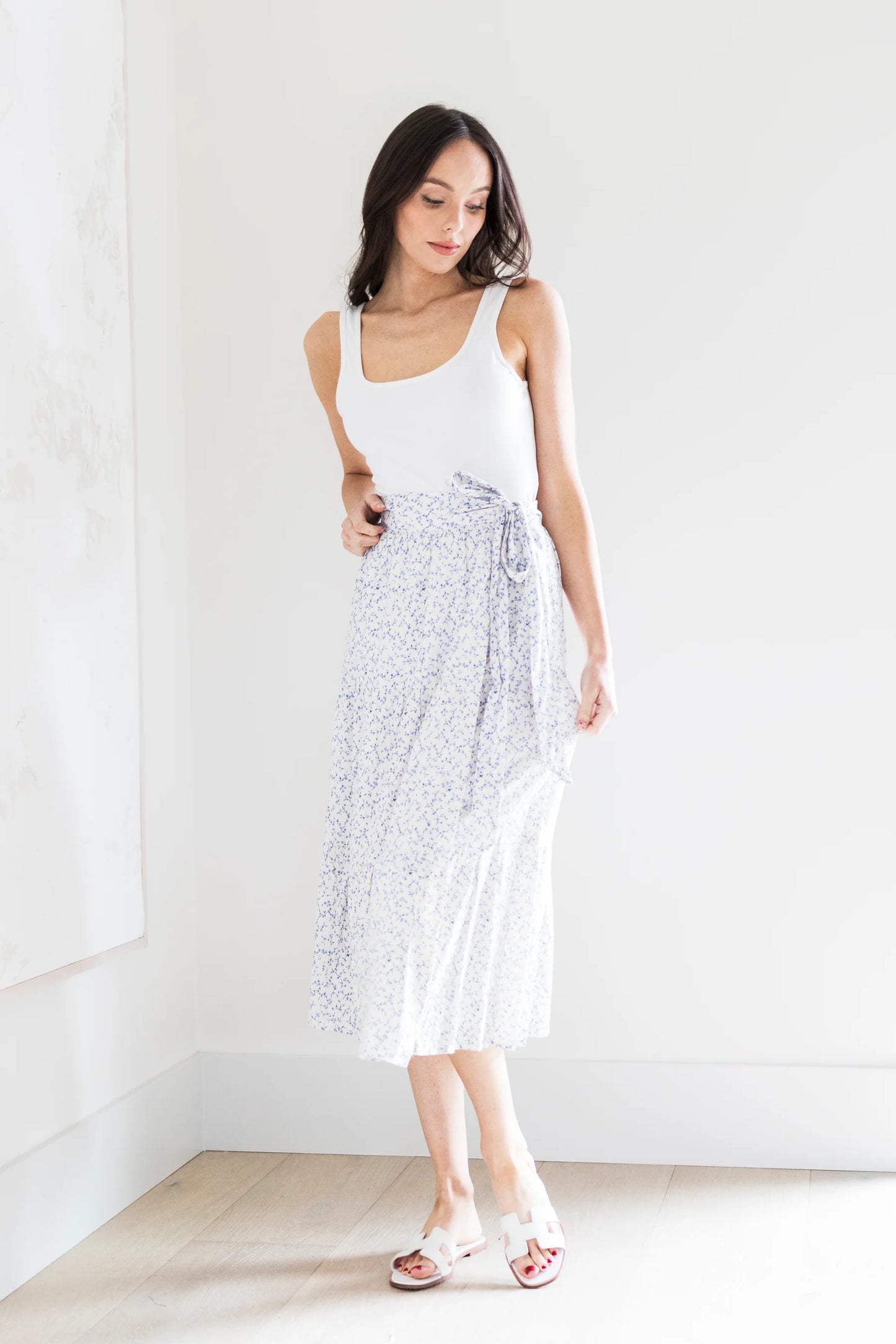 Blue & White Floral Skirt