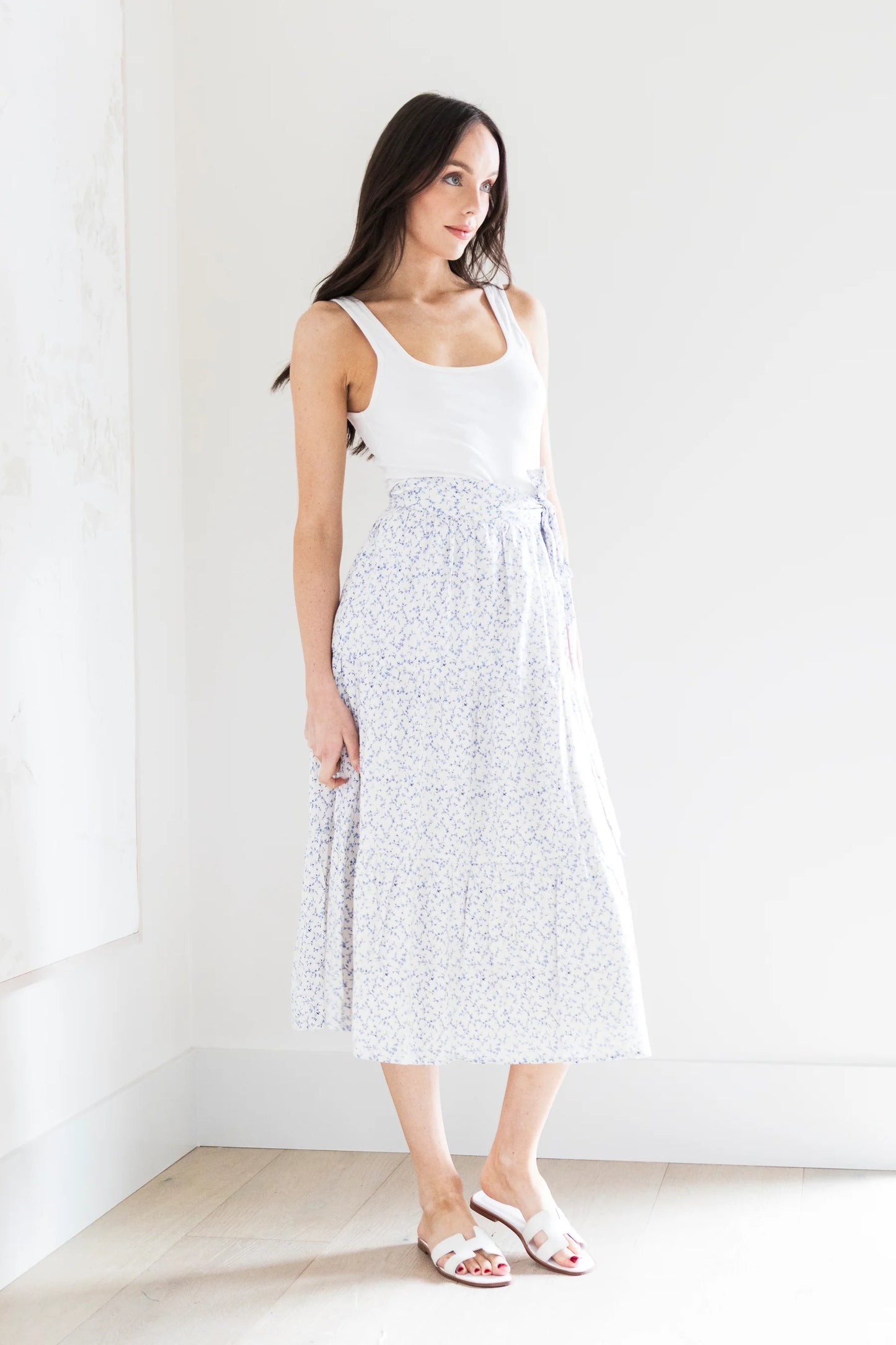 Blue & White Floral Skirt