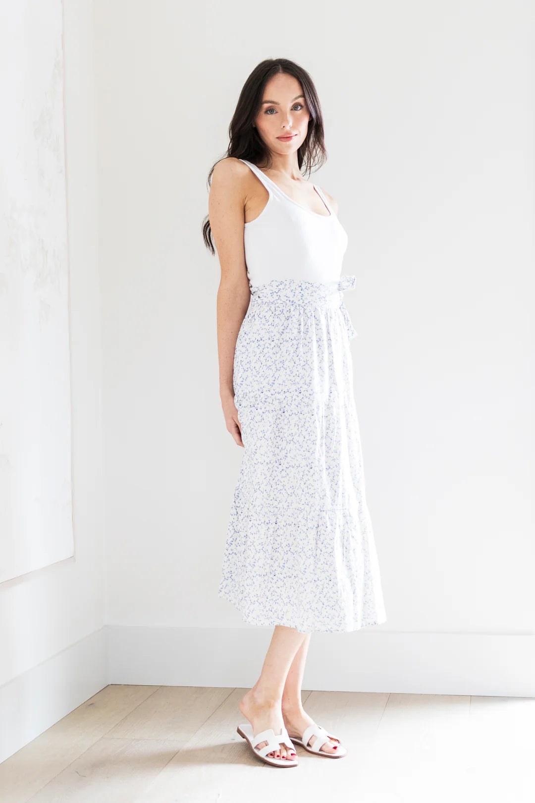 Blue & White Floral Skirt