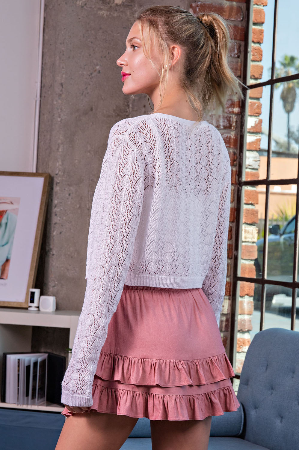 Cropped Cardigan in Off-White