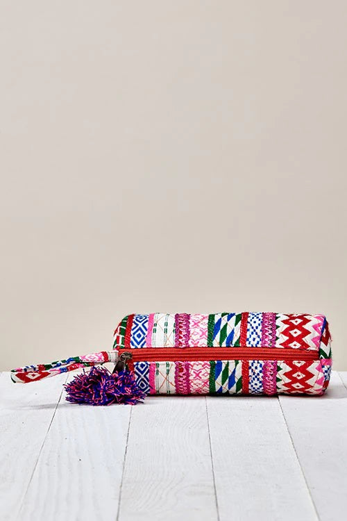 Cosmetic Bag - Pencil Case Shaped - Multi Trim