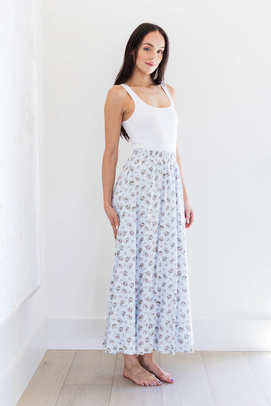 Blue Floral Maxi Skirt