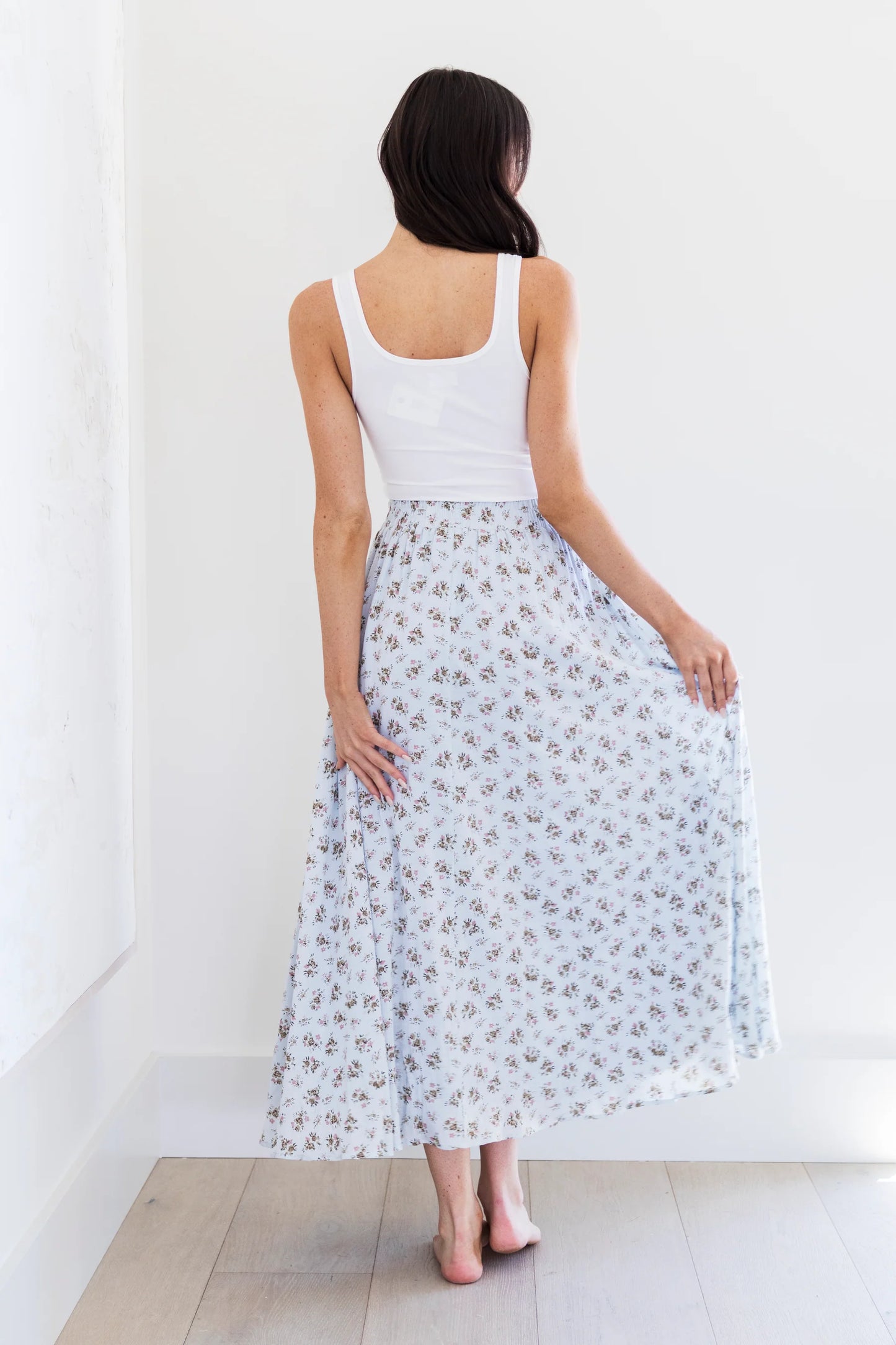 Blue Floral Maxi Skirt