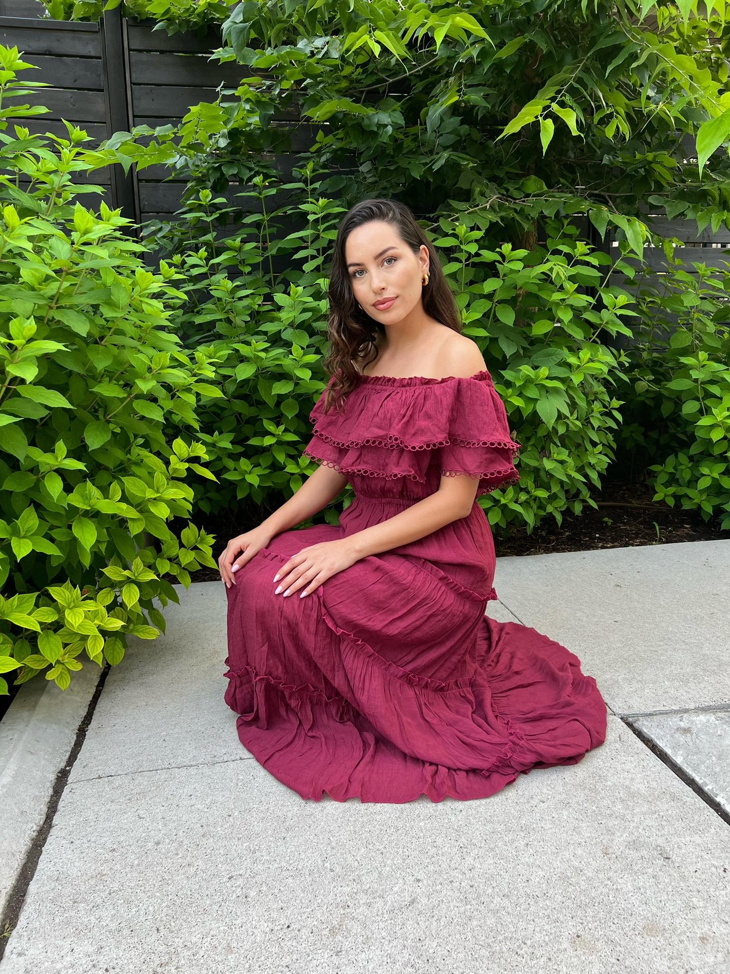 Maxi Dress in Wine Color