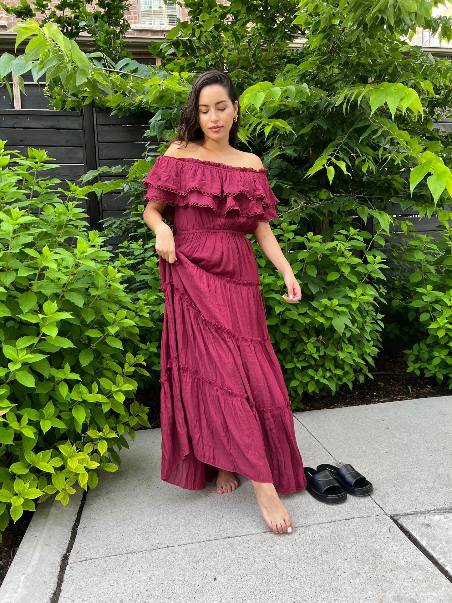 Maxi Dress in Wine Color