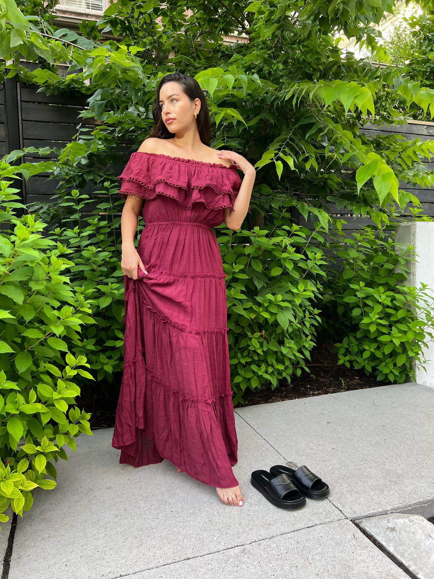 Maxi Dress in Wine Color