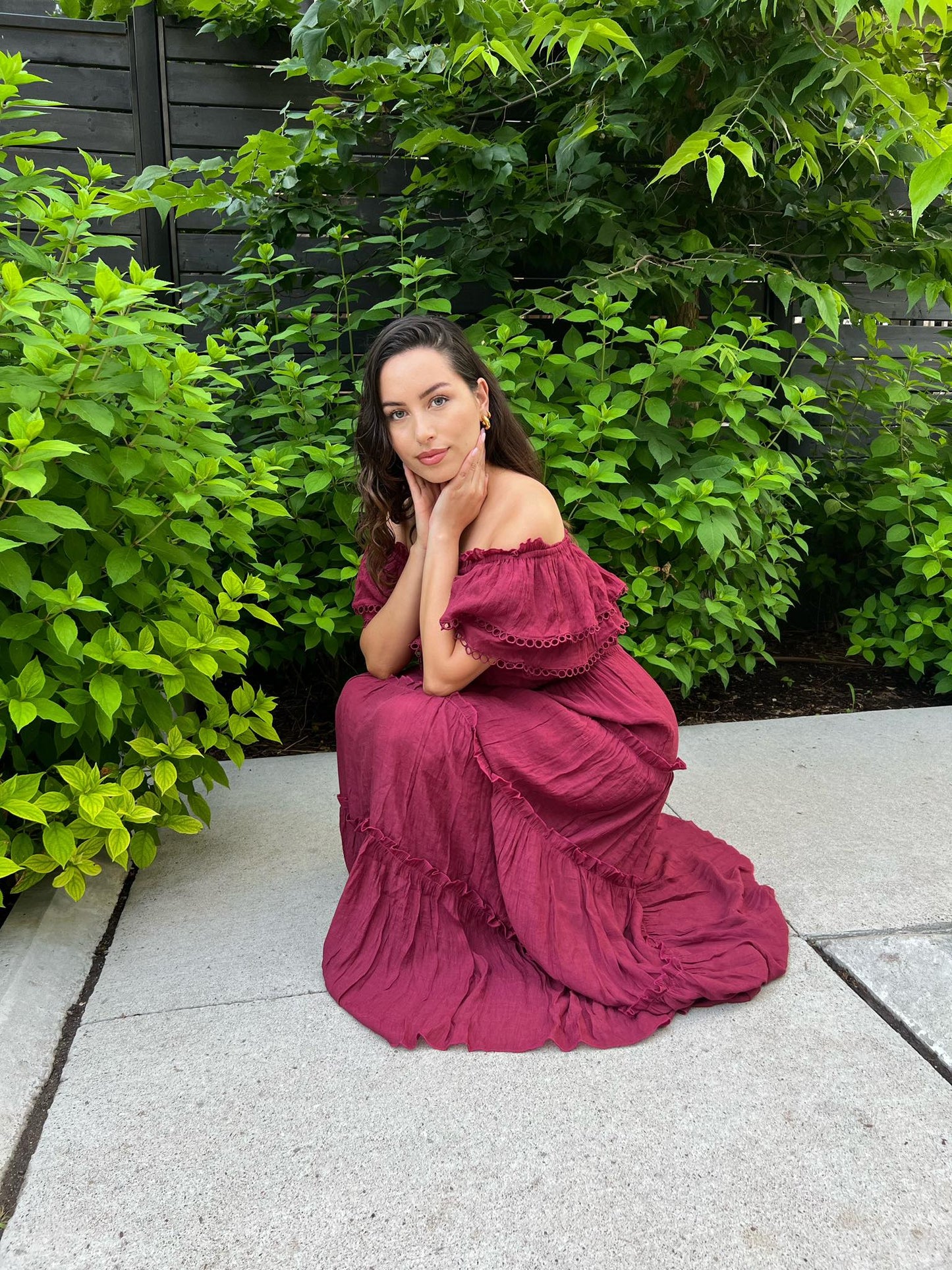 Maxi Dress in Wine Color