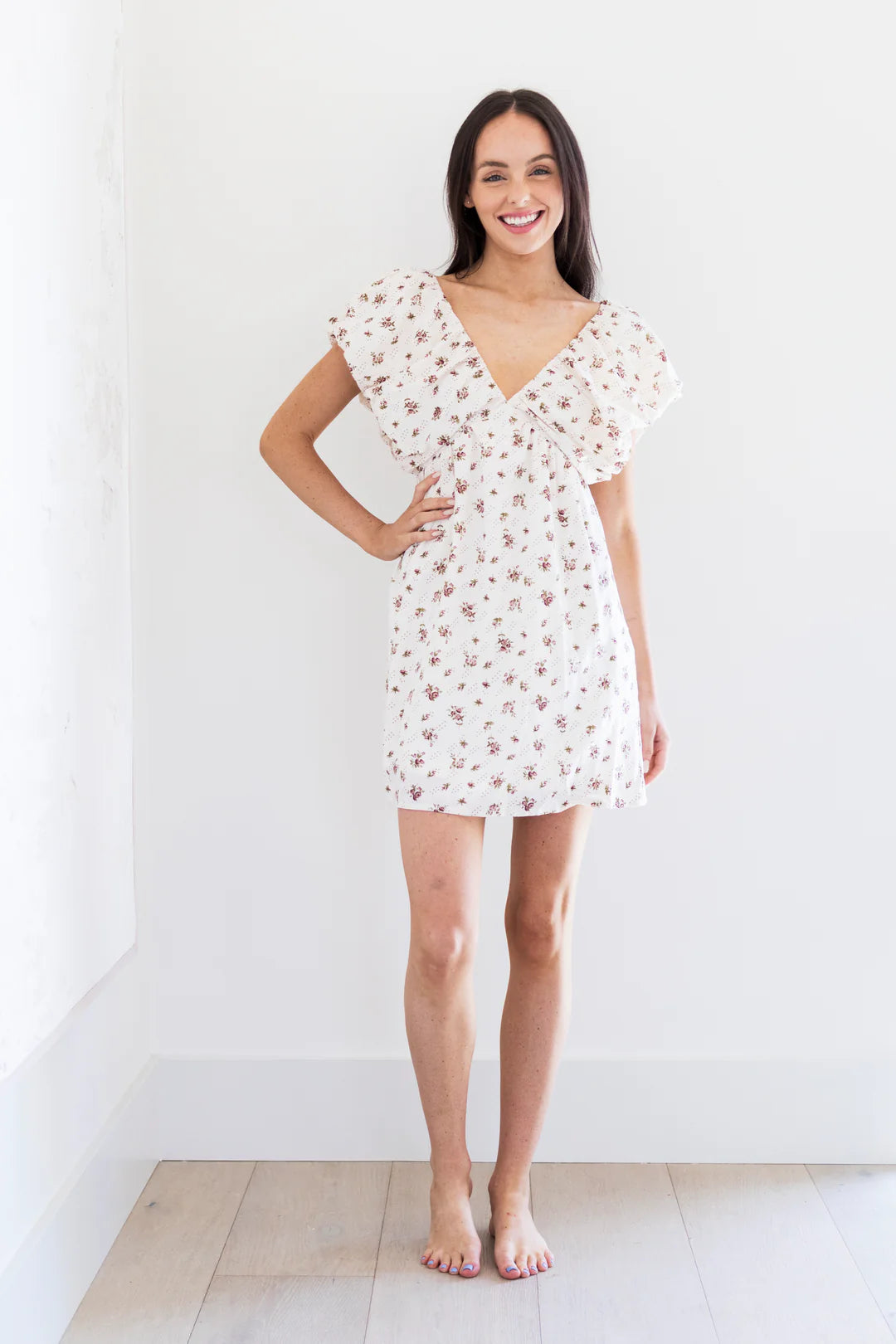 Floral Dress with V-Neck