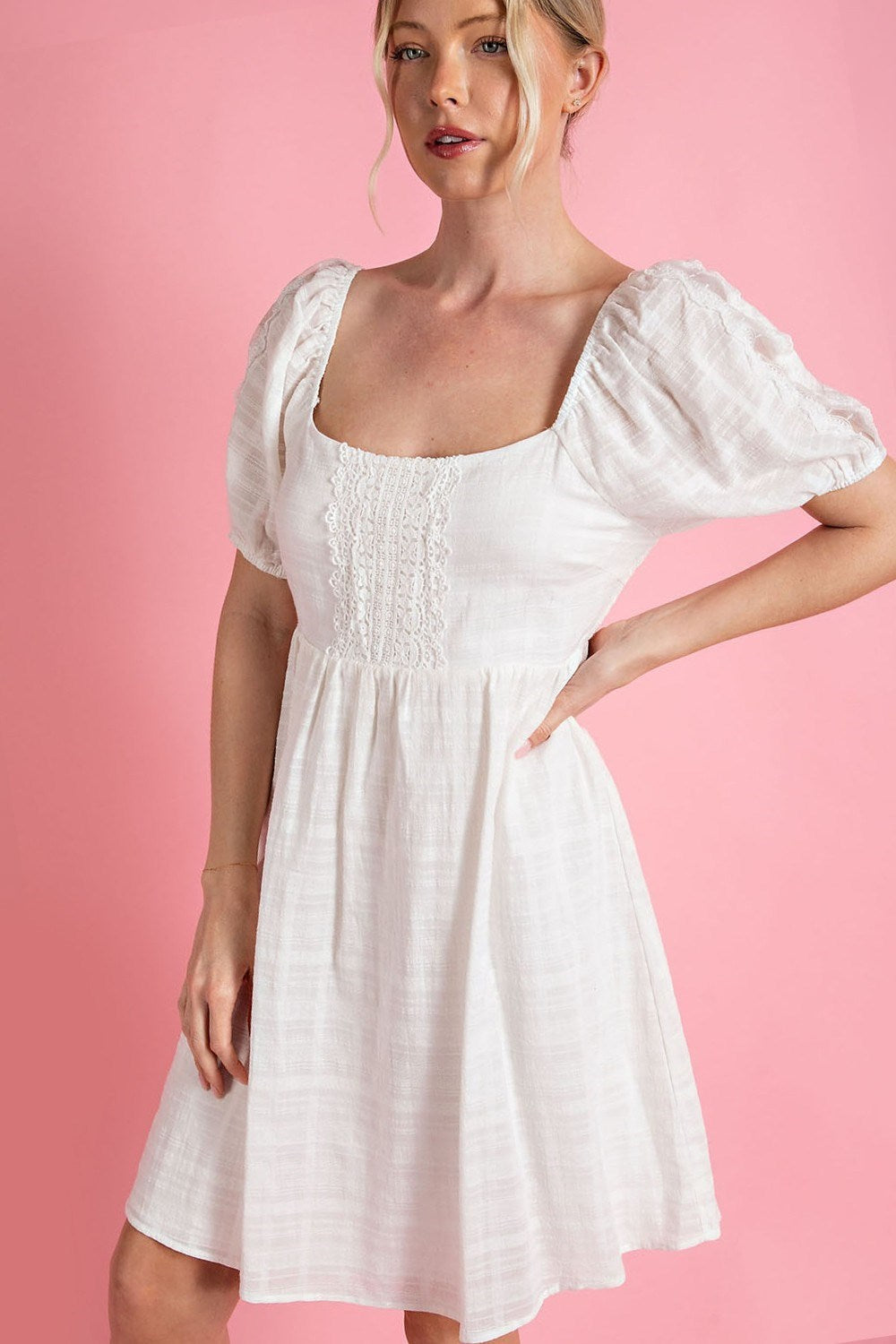 Babydoll Mini Dress in Off-White