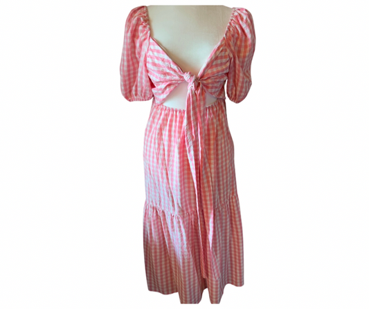 Pink & White Gingham Maxi Dress