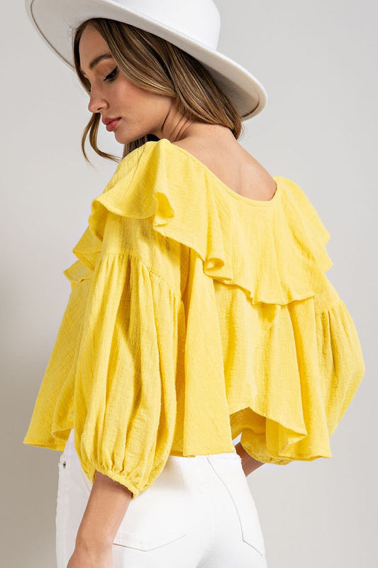 Blouse with Ruffles - Banana