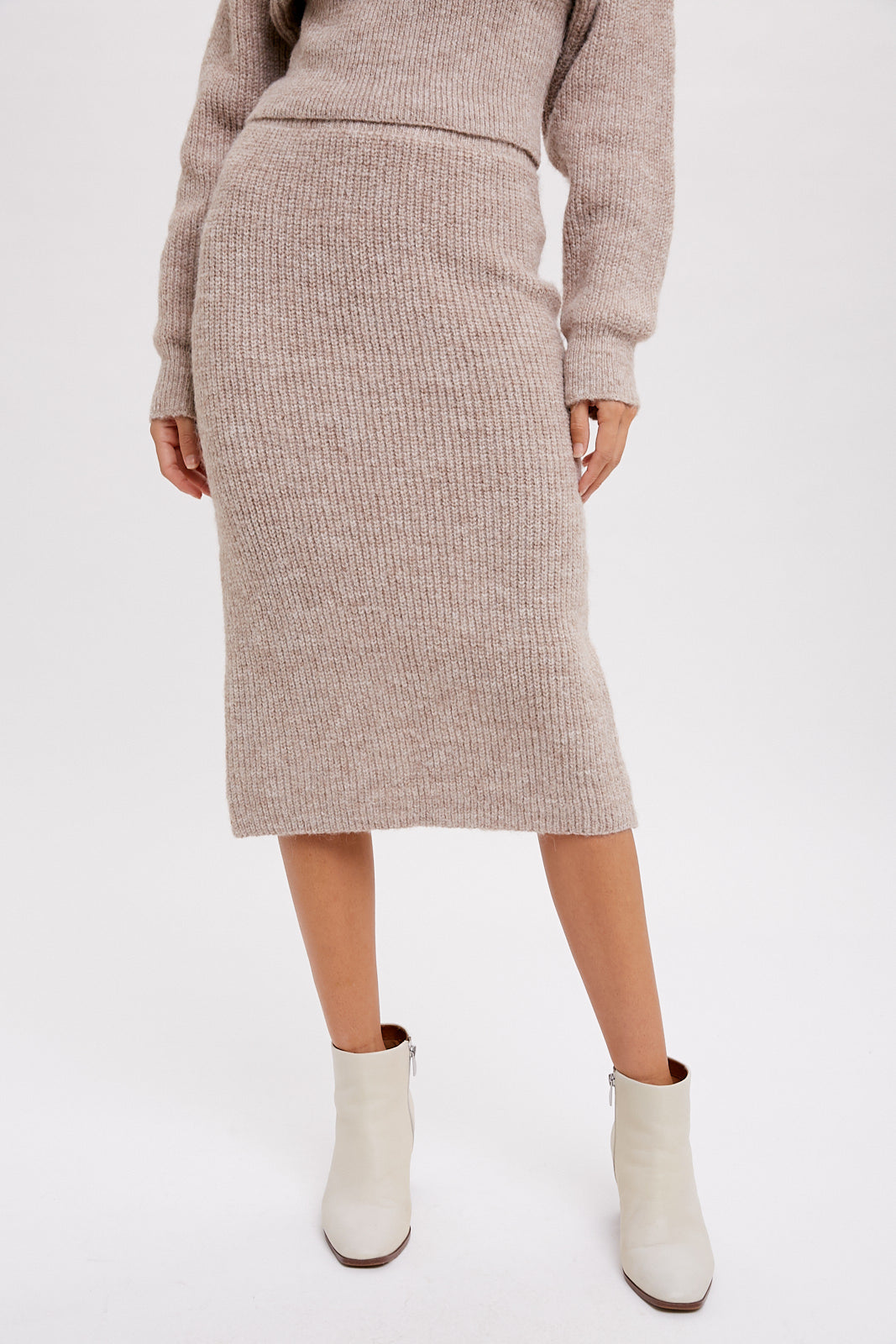 Sweater and Skirt Set in Latte