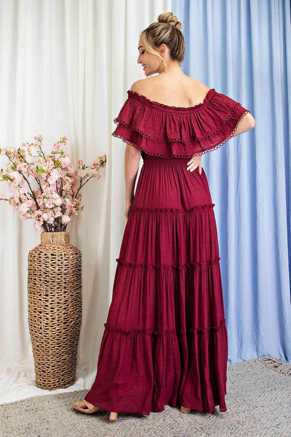 Maxi Dress in Wine Color
