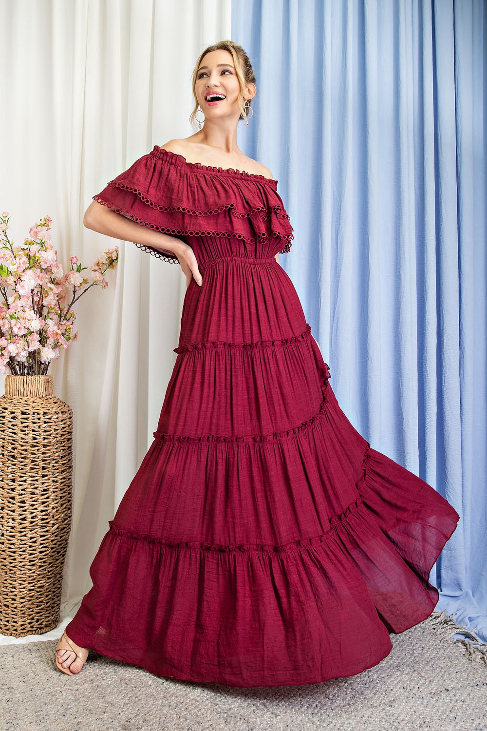 Maxi Dress in Wine Color
