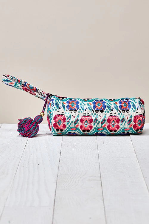 Cosmetic Bag - Pencil Case Shaped - Multi-Colored Floral